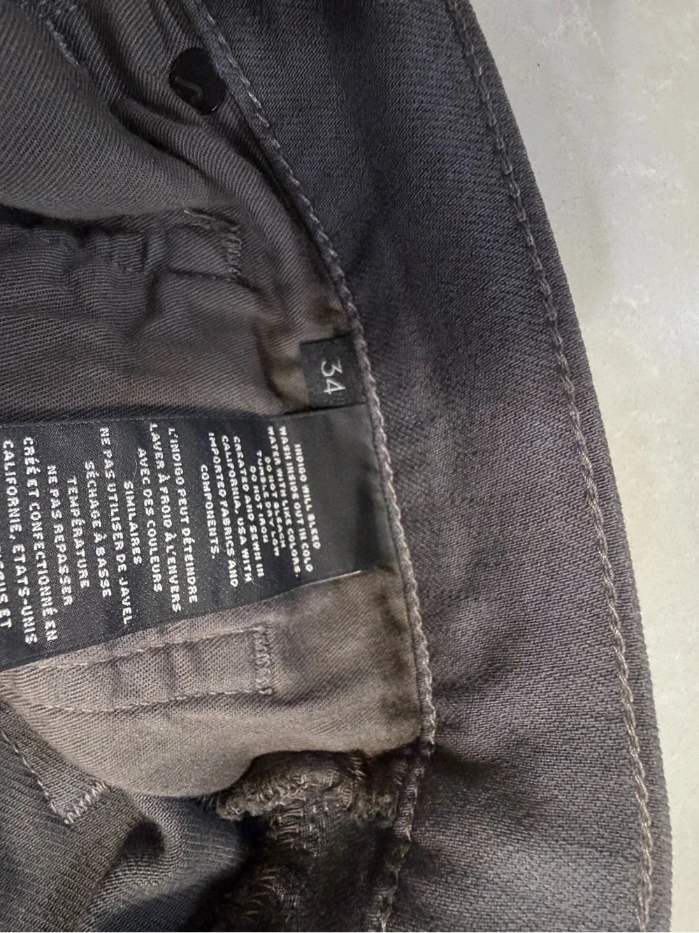 J Brand Mens Tapered Jeans Asphalt Gray Size 34x28